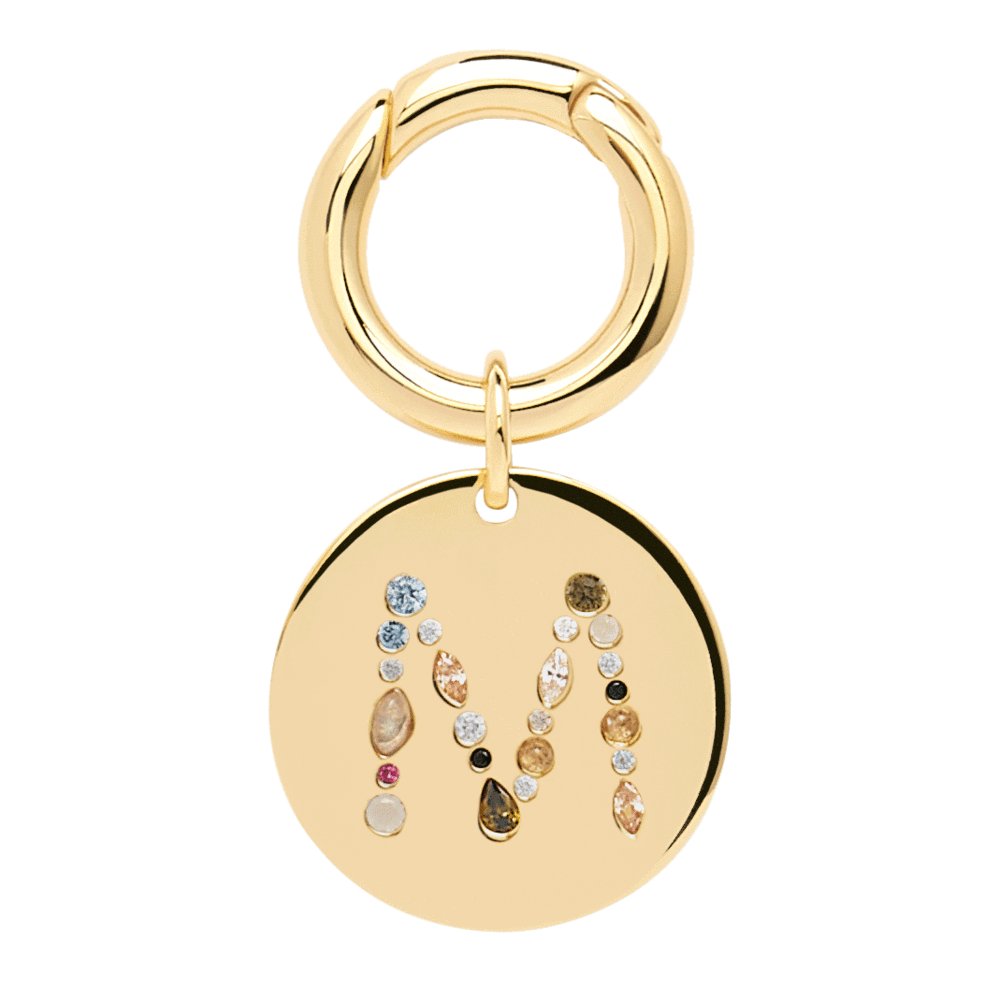  Γράμμα M κρεμαστό για ζωάκια από ασήμι 925 με επιχρύσωμα 18Κ