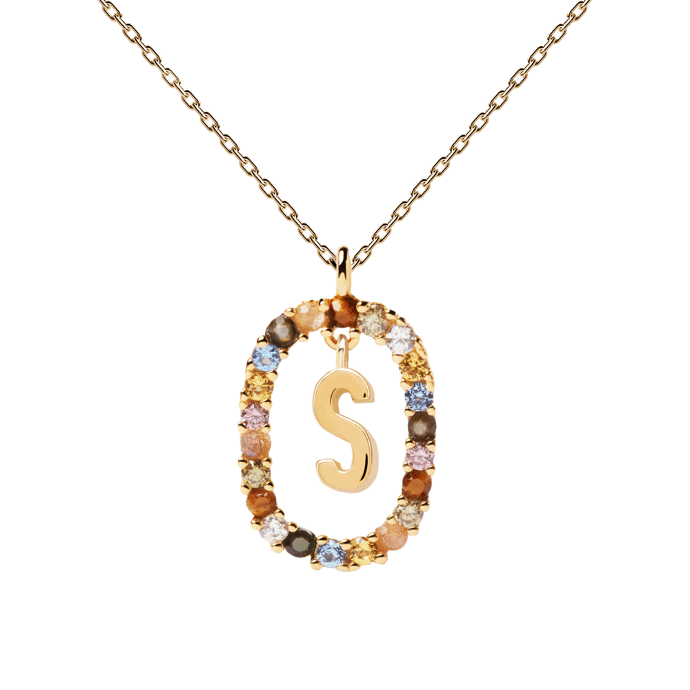  LETTER S Γυναικείο Κολιέ Επίχρυσο 18k Ασήμι 925 CO01-278-U