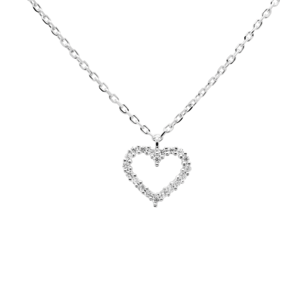  WHITE HEART Γυναικείο Κολιέ 18k Ασήμι 925 CO02-U-220