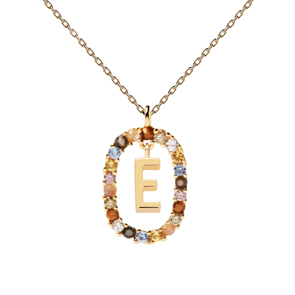  LETTER E Γυναικείο Κολιέ Επίχρυσο 18k Ασήμι 925 CO01-264-U