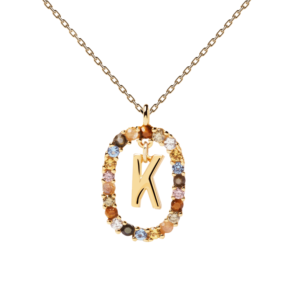  LETTER K Γυναικείο Κολιέ Επίχρυσο 18k Ασήμι 925 CO01-270-U