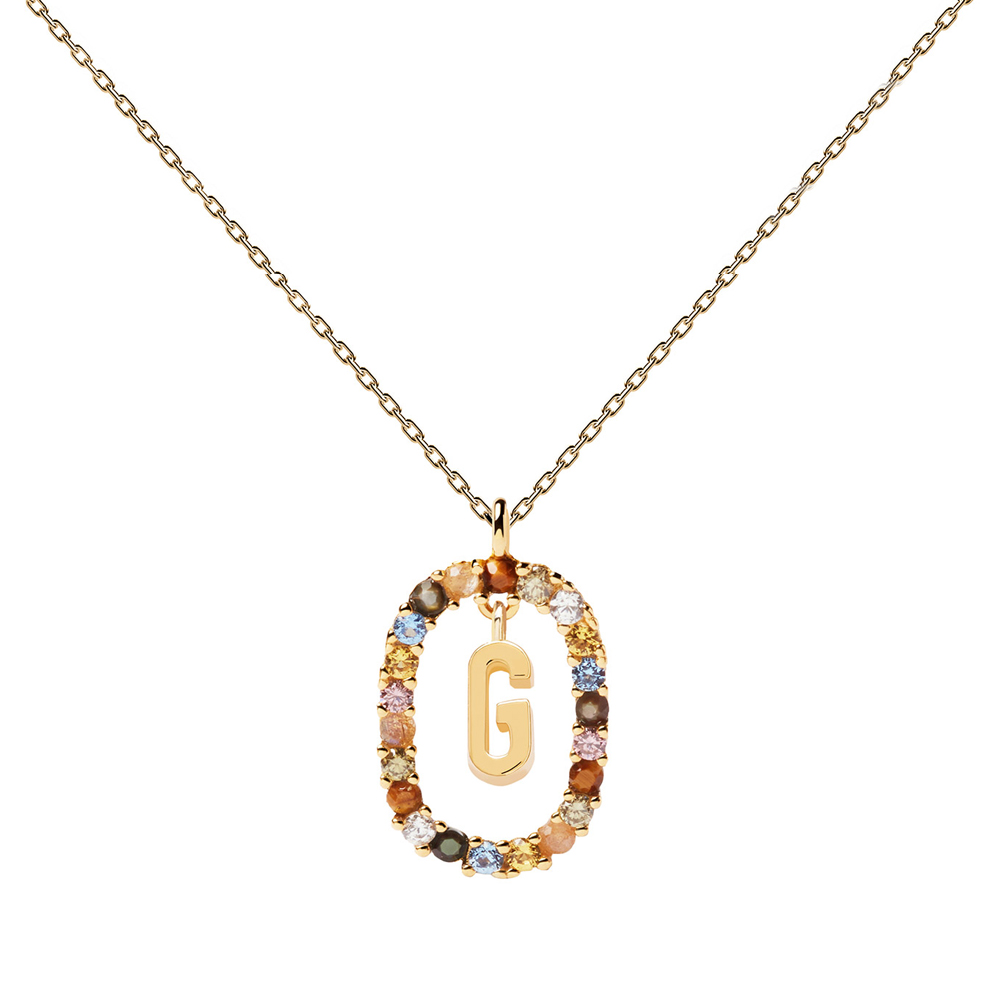  LETTER G Γυναικείο Κολιέ Επίχρυσο 18k Ασήμι 925 CO01-266-U