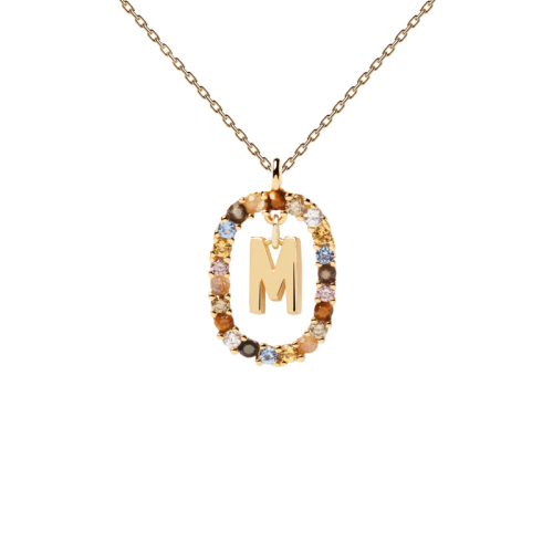  LETTER M Γυναικείο Κολιέ Επίχρυσο 18k Ασήμι 925 CO01-272-U